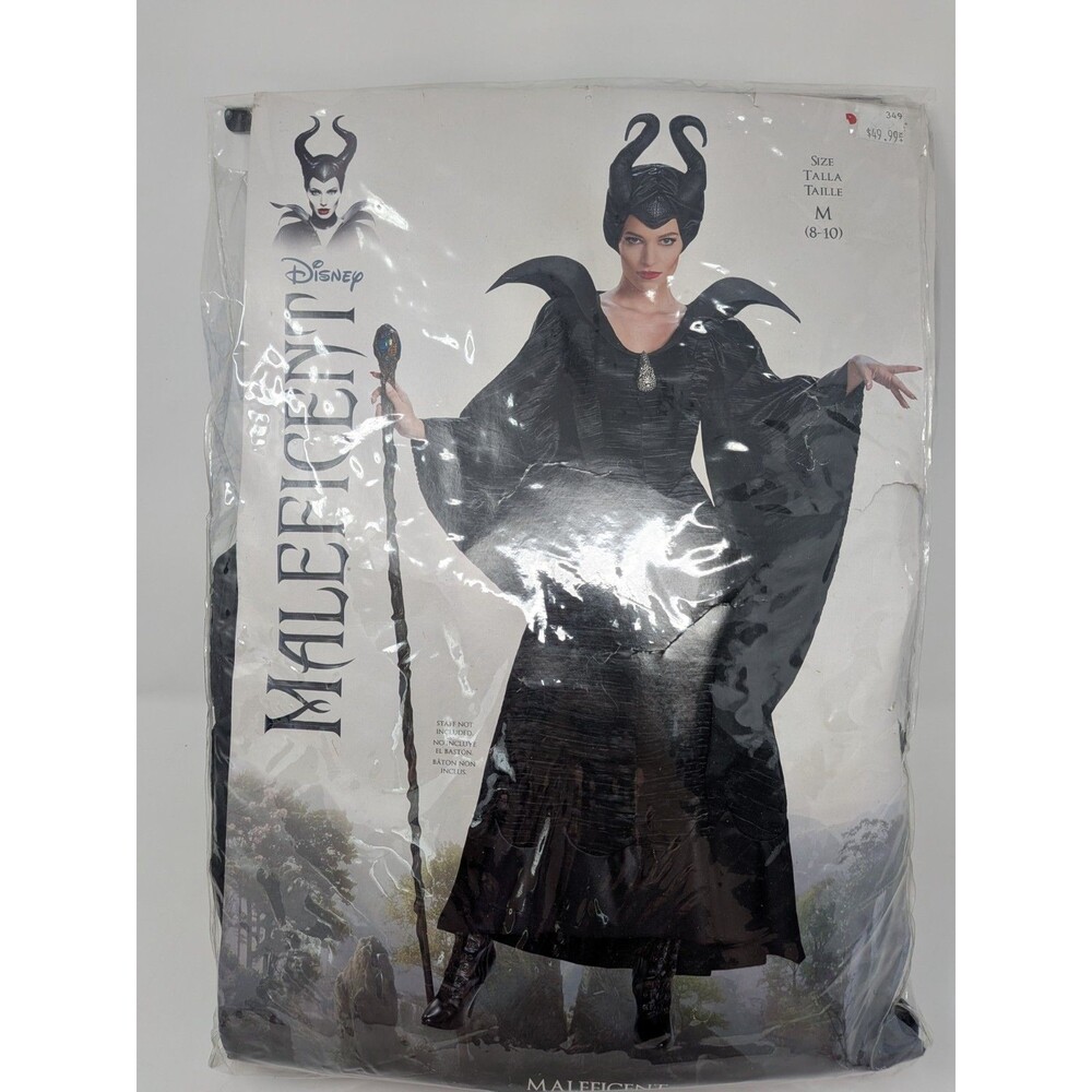 Disney Maleficent Costume Womens M 8-10 Disguise Horns Gothic Villain Cosplay